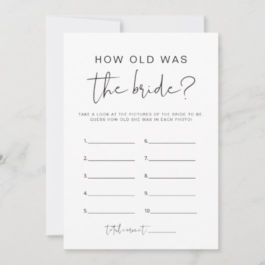 ADELLA Wie alt war das Brautparty der Braut Einladung (Vorderseite)