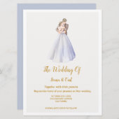 ADELLE Simple Dusk Blue Couple Wedding Einladung (Vorne/Hinten)