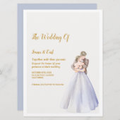 ADELLE Simple Dusk BLue Couple Wedding Einladung (Vorne/Hinten)