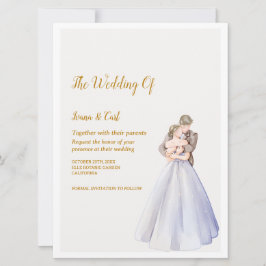 ADELLE Simple Dusk BLue Couple Wedding Einladung