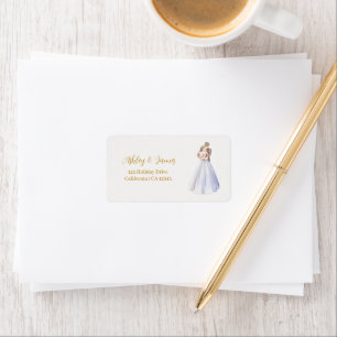 ADELLE Simple Dusk Blue Couple Wedding Label Adressaufkleber