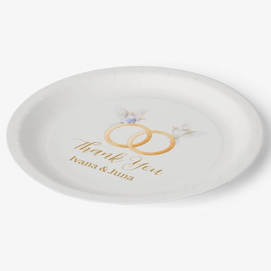 ADELLE Simple Dusk Blue Couple Wedding Pappteller (Schrägansicht)