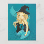 Adellia - Goth fairy witch black cat postcard Postkarte (Vorderseite)