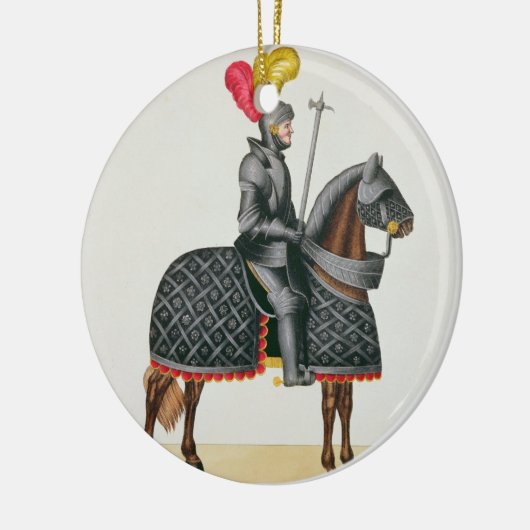 Adeln Sie in der Rüstung auf seinem Pferd, Platte Keramikornament (Links)