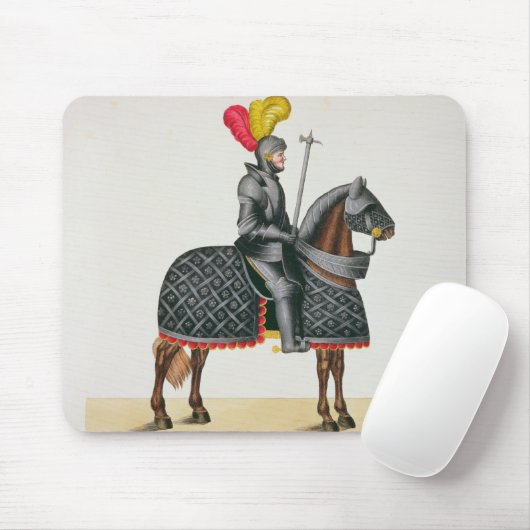 Adeln Sie in der Rüstung auf seinem Pferd, Platte Mousepad (Mit Mouse)