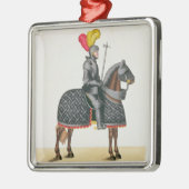 Adeln Sie in der Rüstung auf seinem Pferd, Platte Ornament Aus Metall (Links)