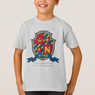 Adelt Namensbedeutungs-Wappen Noahs N Schild T-Shirt
