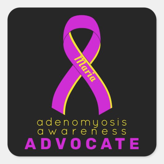Adenomyosis Advocate Black Square Sticker (Vorderseite)