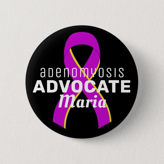 Adenomyosis Advocate Ribbon Black Button (Vorderseite)