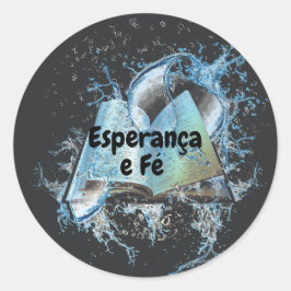 Adesivo Clássico Redondo com Livro e Splash de Ag Runder Aufkleber