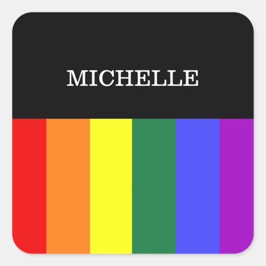 Adesivos Autocolante Orgulho Gay Rainbow Quadratischer Aufkleber (Vorderseite)