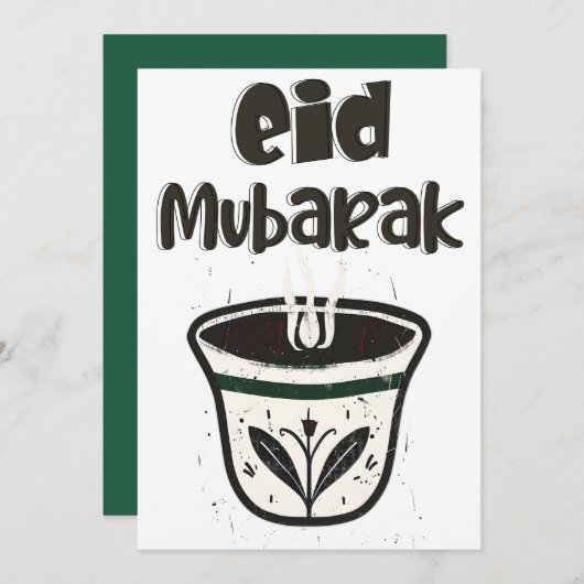 Adha Mubarak Eid Arabic Coffee Cup mit Cardamom Einladung (Vorne/Hinten)