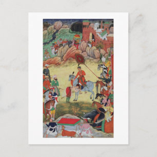 Adham Khan, der Akbar Ehrerbietung bei Sarangpur, Postkarte