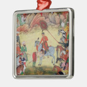 Adham Khan, der Akbar Ehrerbietung bei Sarangpur, Silbernes Ornament (Links)