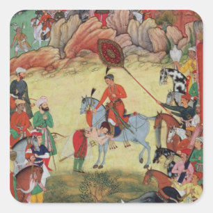 Adham Khan ehrt Akbar in Sarangpur, Ce Quadratischer Aufkleber