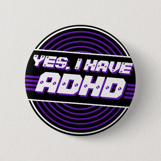 ADHD 80er Music Black Lila Vinyl Record Button (Vorderseite)