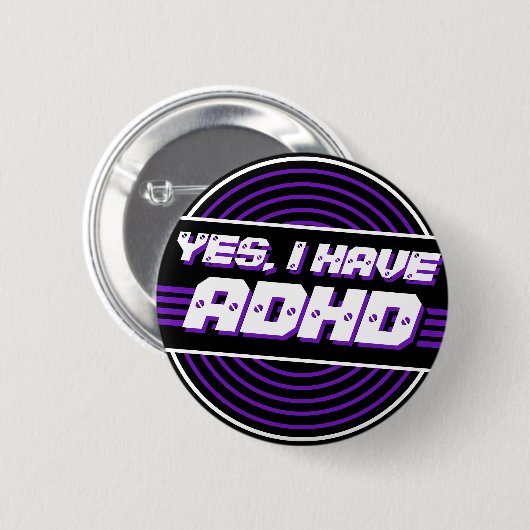 ADHD 80er Music Black Lila Vinyl Record Button (Vorne & Hinten)