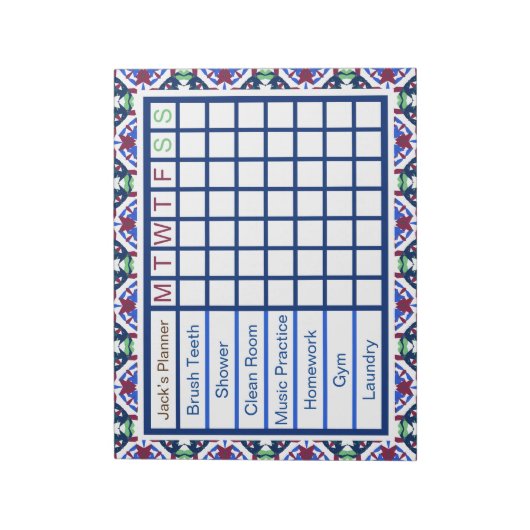 ADHD ADD Boy's Men's Weekly Checklist Planner Notizblock (Rotiert)