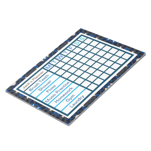 ADHD ADD Boy's Men's Weekly Checklist Planner Notizblock (angewinkelt)