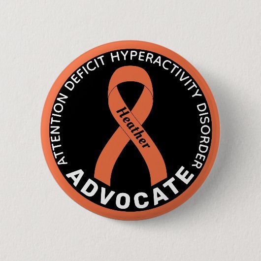 ADHD Advocate Ribbon Black Button (Vorderseite)