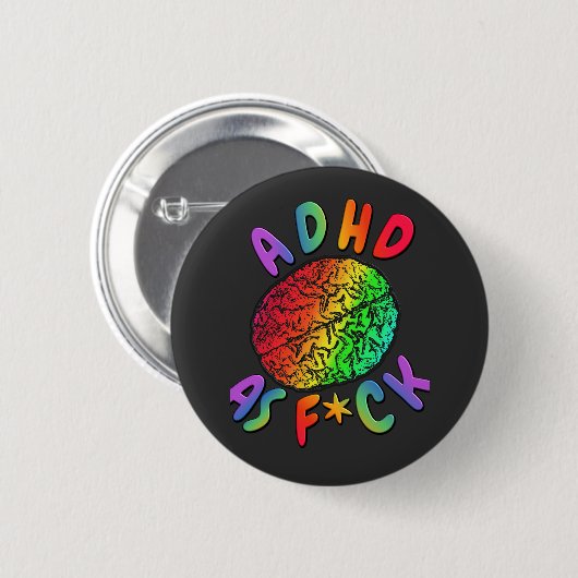 ADHD als F*ck-Regenbogenbraune Button (Vorne & Hinten)