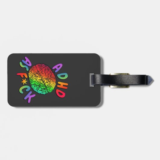 ADHD als F*ck-Regenbogenbraune Gepäckanhänger (Rückseite horizontal)