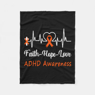 Adhd Awareness Heartbeat Christlicher Cross Faith  Fleecedecke