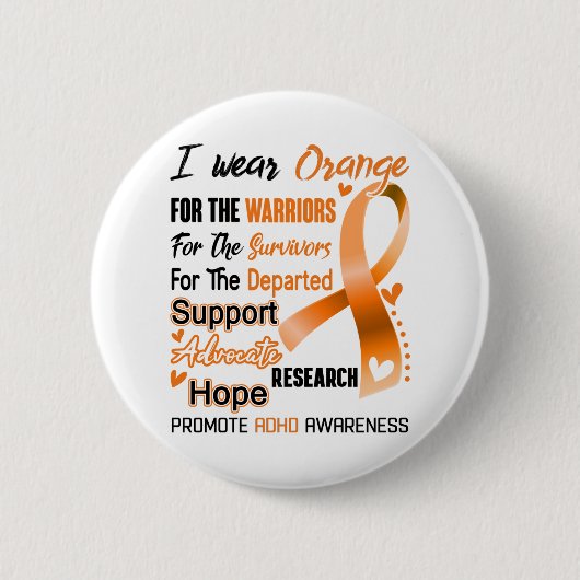 ADHD Awareness Month Ribbon Geschenke Button (Vorderseite)