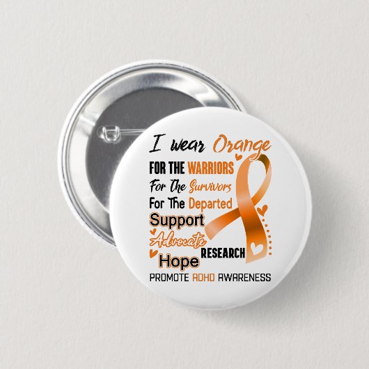 ADHD Awareness Month Ribbon Geschenke Button (Vorne & Hinten)