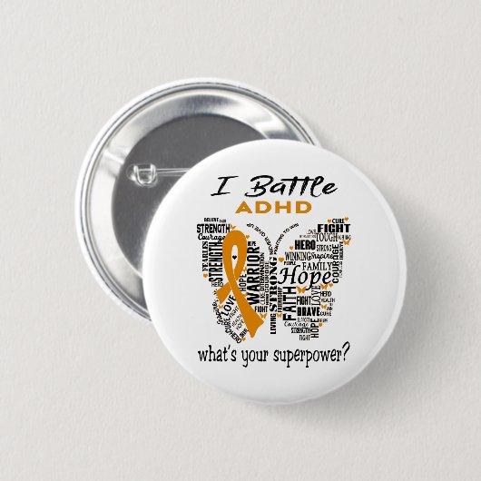 ADHD Awareness Month Ribbon Geschenke Button (Vorne & Hinten)