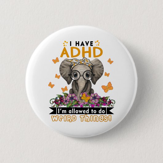 ADHD Awareness Month Ribbon Geschenke Button (Vorderseite)