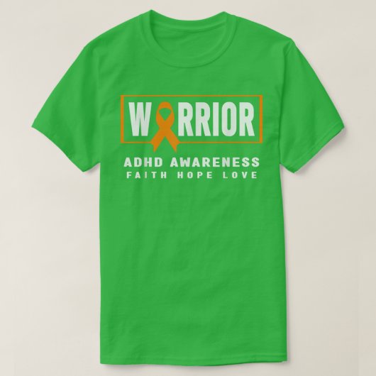 ADHD Awareness Warrior Shirt - Orange Ribbon, ADHD (Design vorne)