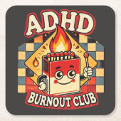 Adhd Burnout Club Rechteckiger Pappuntersetzer (Vorderseite)