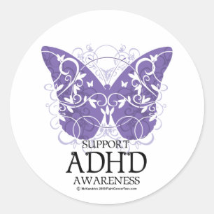 ADHD Butterfly Runder Aufkleber