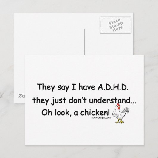 ADHD Chicken Spaß Sprichwort Postkarte (Vorne/Hinten)