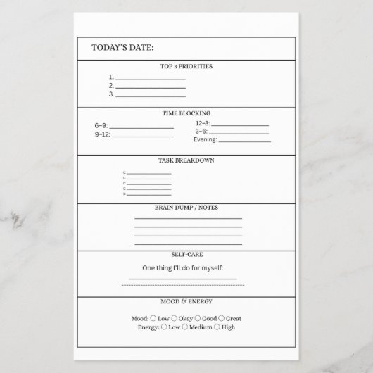 ADHD Daily Planner Page Flyer (Vorne)