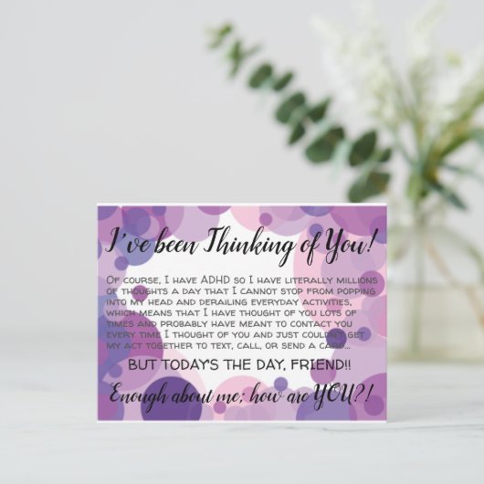 ADHD, das an Sie Postkarte denkt (Stehend Vorderseite)