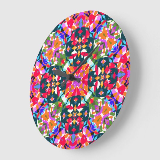 ADHD Dopamin Boost Positivitätspattern farbenfroh Große Wanduhr (Winkel)