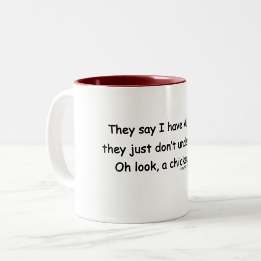 ADHD Huhn-Spaß Zweifarbige Tasse (Vorderseite Links)