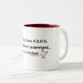ADHD Huhn-Spaß Zweifarbige Tasse (VorderseiteRechts)