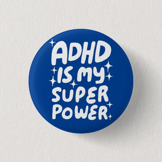 ADHD ist mein Superpower Fun Bubble Letters Blue Button (Vorderseite)