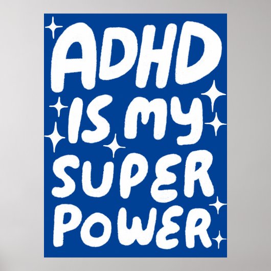 ADHD ist mein Superpower Fun Bubble Letters Blue Poster (Vorne)