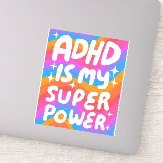 ADHD IST MEIN SUPERPOWER Fun farbenfrohe Blasen Bu Aufkleber (Detail)