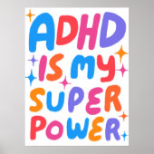 ADHD ist meine farbenfrohe Superpower-Blase-Buchst Poster (Vorne)