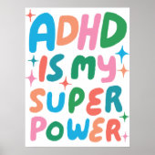 ADHD ist meine farbenfrohe Superpower-Blase-Buchst Poster (Vorne)