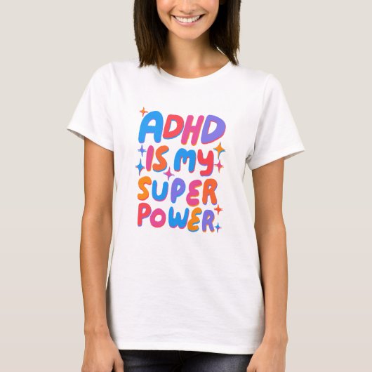 ADHD ist meine farbenfrohe Superpower-Blase-Buchst T-Shirt (Vorderseite)