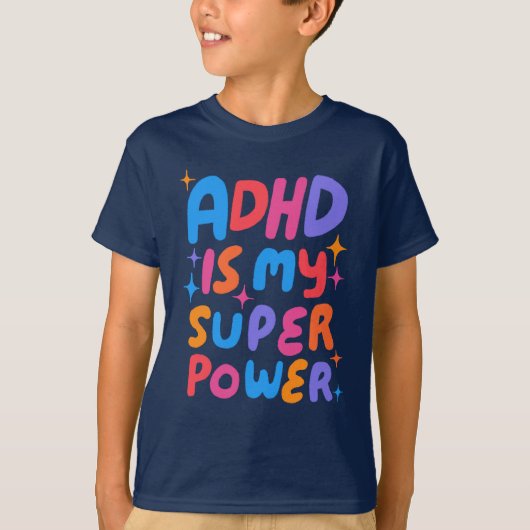ADHD ist meine farbenfrohe Superpower-Blase-Buchst T-Shirt (Vorderseite)