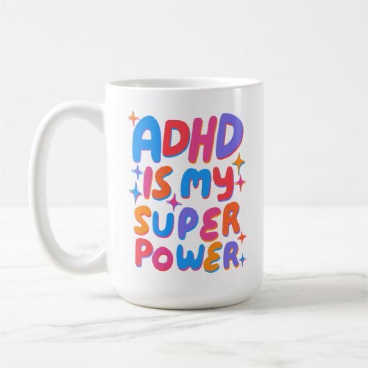 ADHD ist meine Superpower fröhliche Fun Bubble Let Kaffeetasse (Links)