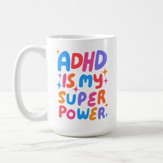 ADHD ist meine Superpower fröhliche Fun Bubble Let Kaffeetasse (Links)