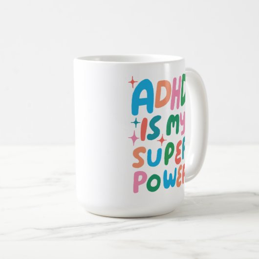 ADHD ist meine Superpower fröhliche Fun Bubble Let Kaffeetasse (VorderseiteRechts)